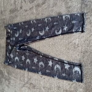 Women's Gray Moon and Stars Patterned Leggings